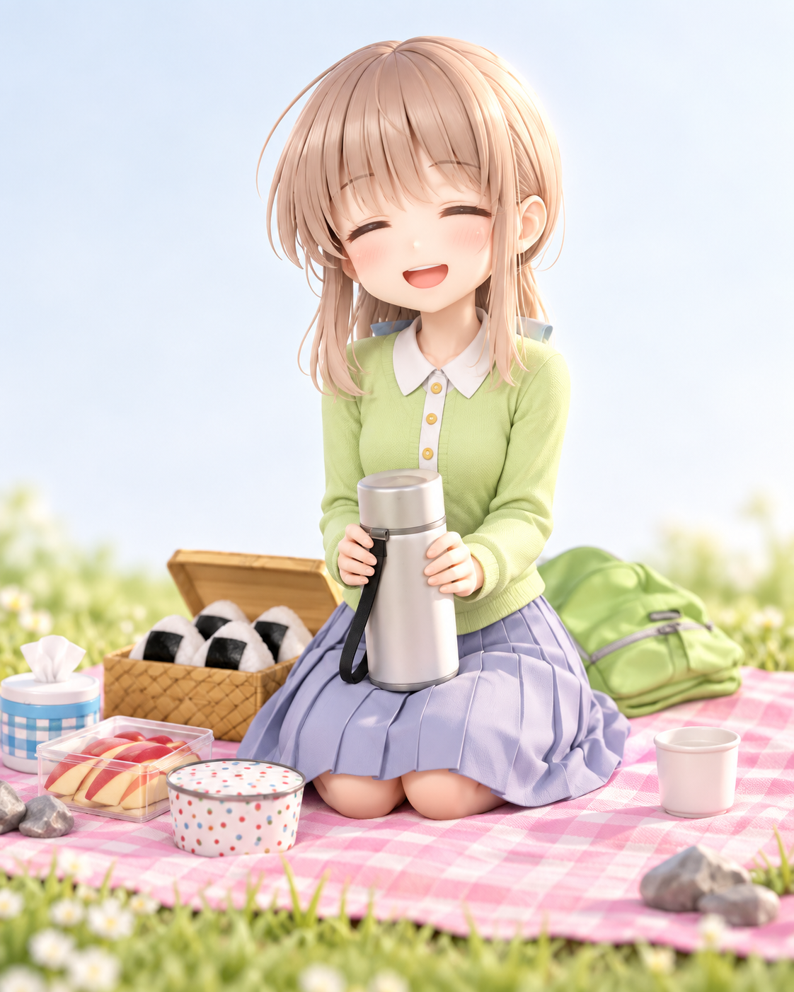 ピクニックを楽しむたのピクちゃん